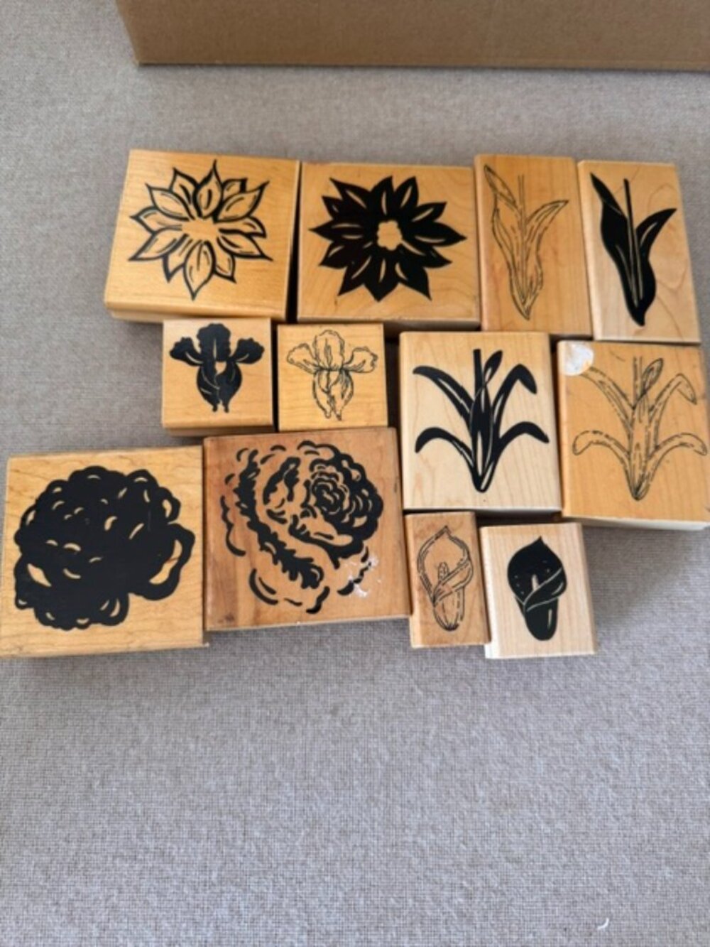 Set of 6 layered block style floral rubber stamps for crafting and scrapbooking